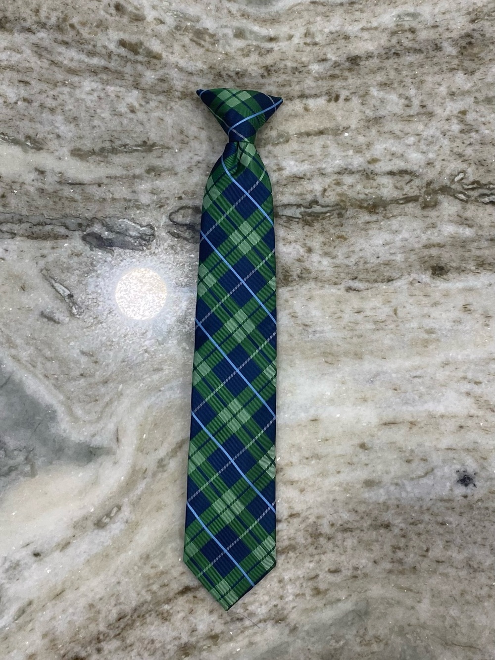 Boys CHAPS Green & Blue Plaid clip on Tie - Classic Plaid Neckwear